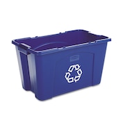 Rubbermaid Commercial 18 gal Rectangular Recycling Bin, Silver Vein/Silver Vein, Polyethylene FG571873BLUE